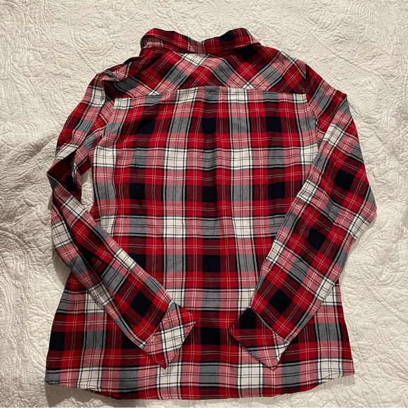 Only Line Red Plaid Women’s Shirt 10 Long Sleeve Button Down - Picture 7 of 12